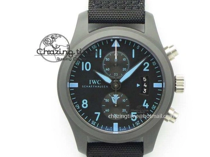 MIROTIME 0113 Comfortable Pilot Chrono IW388003 Real Ceramic ZF 1:1 Best Edition On Black Nylon Strap A 7322